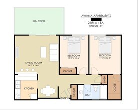 2 Beds • 1 Bath 329 floor plan